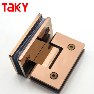 90 Degree Glass Hinge Modern Frameless Glass to Glass Shower Hinge Rose Gold Bathroom Shower Door Hinges