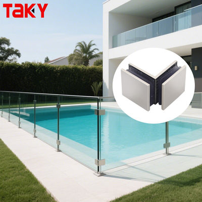Stainless Steel Polished Glass Door Brackets 90 Degree Door Square Fixed Clamp