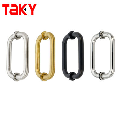 Good price SS304 Stainless Steel Shower Glass Door Handle with 203*203*19*1.0mm Size and Polished/ Brushed Nickel/ Black Finish online