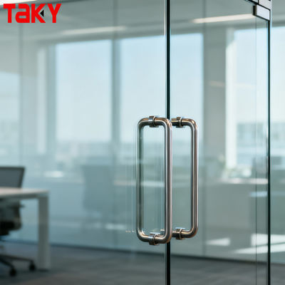 Modern Back to Back Towel Bar Frameless Stainless Steel Shower Glass Door Pull Handle
