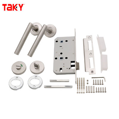 Good price Satin Nickel Finished Shower Glass Door Handle with 304 Stainless Steel Tubular Handle Lock Set and C-Level Lock Core online