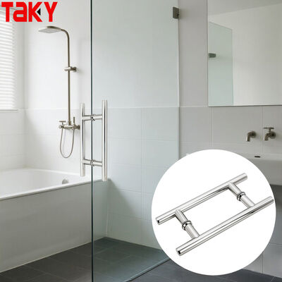 Good price SS304 Stainless Steel Shower Glass Door Handle with 203*203*19*1.0mm Size and Polished/Brushed Nickel/Black Finish online