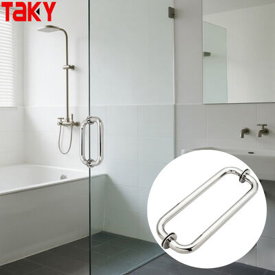 Good price SS304 Stainless Steel Shower Glass Door Handle with Polished Nickel Finish and 203*203*19*1.0mm Size online