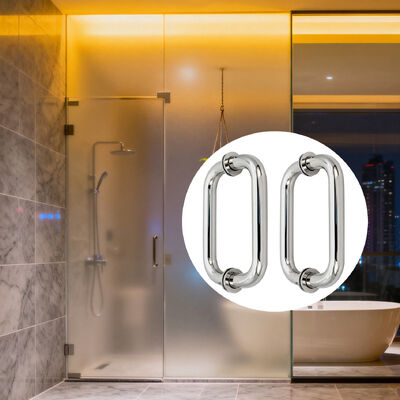 Good price Modern Design SS304 Stainless Steel Shower Glass Door Handle 203*203*19*1.0mm Bathroom Glass Door Pull Handle online