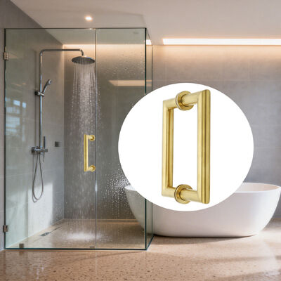 Good price SS304 Stainless Steel Brushed Satin Finish 203*203*19*1.0mm Shower Glass Door Handle for Modern Bathrooms online