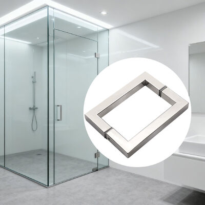 SS304 Stainless Steel Square Tube Shower Glass Door Handle with 203*203*19*1.0mm Size and Polished/Brushed Nickel/Black Finish