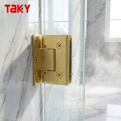 Good price Heavy Duty Solid Shower Hinge 90 Degree Frameless Glass Door Hinge Luxury Brushed Gold Bathroom Glass Clamp online