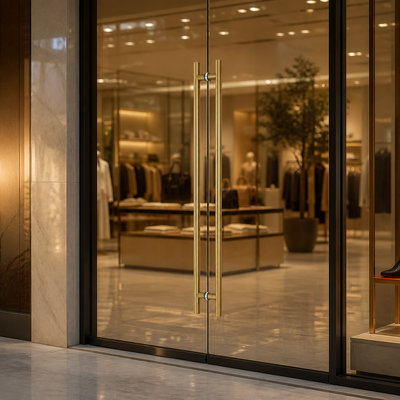 Good price Modern Design Long Hotel Glass Door Handles Luxury Gold Stainless Steel Pull Handle online